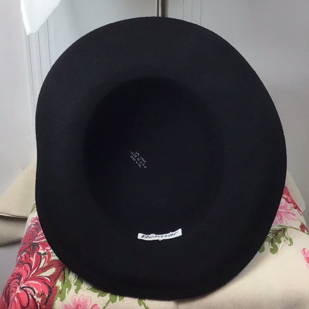 Betmar Black Wool with Black Velvet Ribbon Trim Hat - Picture 7 of 7